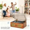 CD Player Portable, Rechargeable Bluetooth CD Players with Speakers, AUX-in, Headphone Jack, USB Mode, Small CD Player for Home, Red Teak(No Remote Control) view 2