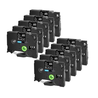 12mm 5PK 10PK White On Black Label Tape Compatible with TZe-335 TZ-325 TZe345 for PT-D200 PT-D200G D210 Label Printers(10pk)