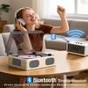 MANGOSTAN Portable Retro CD Player with Bluetooth Transmitter and Dual HiFi Speakers, LED Screen, Desktop Vintage Nostalgic Rechargeable CD Music Player for Home, Grey Wooden view 4