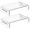 2PCS Monitor Riser, 12x8x3 Inch 1 Tier Clear Acrylic Computer Monitor Stand, Space-Saving Laptop Computer Stand with Storage, Non-slip Desk Shelf view 1
