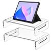 2PCS Monitor Riser, 12x8x3 Inch 1 Tier Clear Acrylic Computer Monitor Stand, Space-Saving Laptop Computer Stand with Storage, Non-slip Desk Shelf view 2