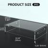 2PCS Monitor Riser, 12x8x3 Inch 1 Tier Clear Acrylic Computer Monitor Stand, Space-Saving Laptop Computer Stand with Storage, Non-slip Desk Shelf view 3