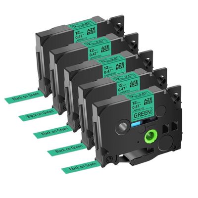 12mm 5PK 10PK Compatible Label Tape for TZ-231 TZE 231 Printers Black On White Laminated Tapes(Black on Green-5PK)
