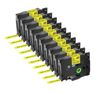 12mm 5PK 10PK Compatible Label Tape for TZ-231 TZE 231 Printers Black On White Laminated Tapes(Black on Yellow-10PK)
