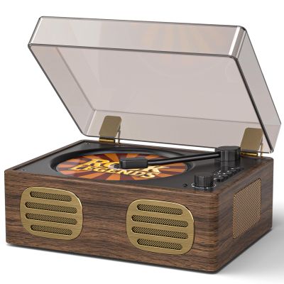 Rechargeable CD Player Portable with Upgraded Speakers Bluetooth Output - Vintage CD Player with LED Display for Home Support CD/AUX/USB, Walnut