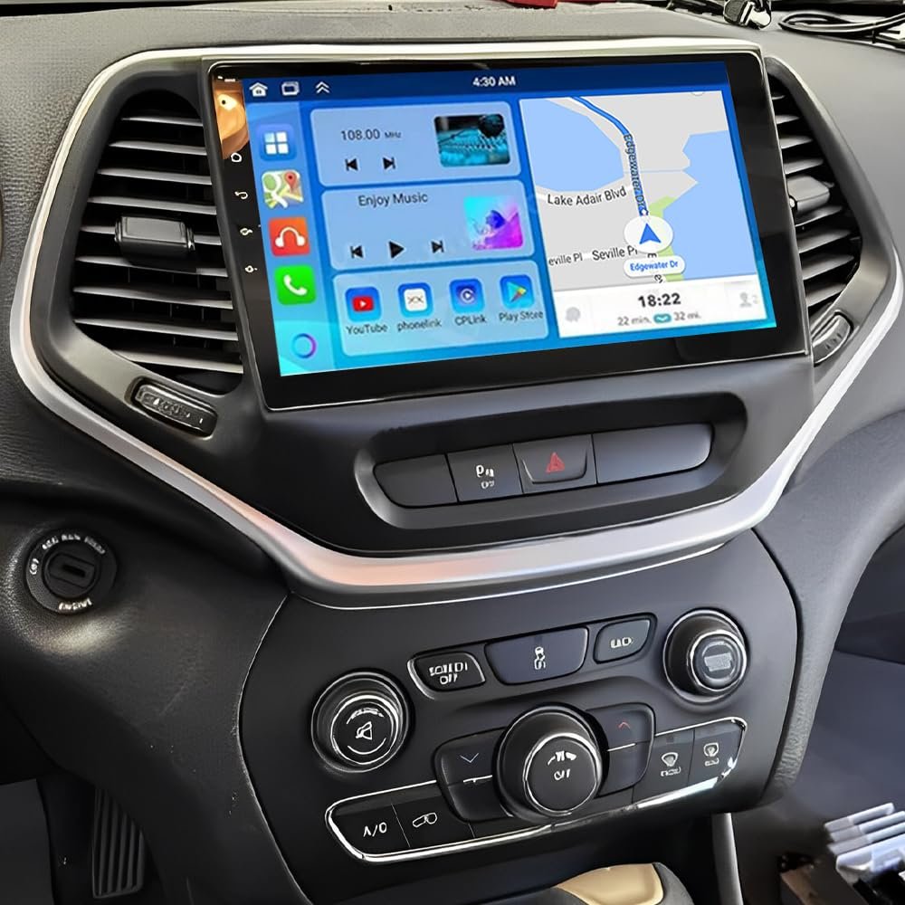 10" Car Stereo Radio for Jeep Cherokee 2015-2018, 2+32G Touch Screen Radio for Jeep Grand Cherokee Head Unit with Wireless Carplay Android Auto Backup Camera Bluetooth GPS Navigator WiFi FM RDS DSP