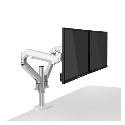ADBWEKKF OL-2Z Desktop 17-32 Inch Dual Monitor Mount Arm Full Motion Aluminum Monitor Holder Gas Spring Arm Load 2-8kgs Each(Silver Grey)