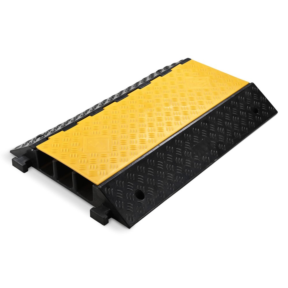 Yescom Cable Ramp Protector 3 Channel Garden Hose Protecitive 44000 Lbs Load Capacity Heavy Duty, 35.43"x23.62"x4.33" Speed Bump for Road, Driveway, Walkway and Commercial Use