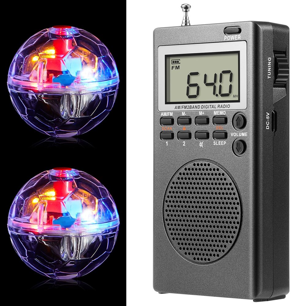 Dunzy 3 Pcs Ghost Hunting Equipment Kit Ghost Hunting Box Portable Radio with 2 LED Light up Cat Balls Paranormal Radio Spirit Equipment for Home Office Outdoor