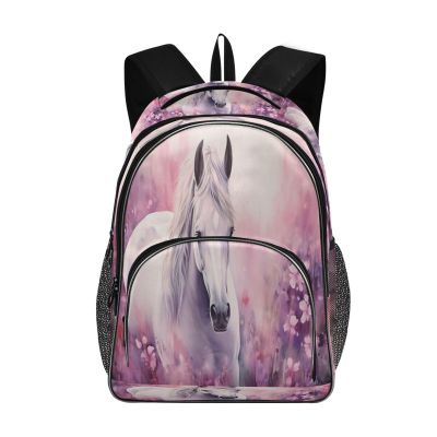 KEEPREAL Water-Resistant Travel Horse Watercolor Painting Backpack - Lightweight Laptop Daypack, 15.6" Laptop Compartment, Durable Commuter Bag for Work & Outdoor#517