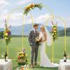 ROMANKAS Metal Arch Backdrop Stand and Cover Set 4&5&6ft Arch Backdrop Cover Wedding Arch with Cover Ivory Backdrop Stand and Cover Set of 3 Wedding Arch Backdrop Stand for Wedding Party Event Decor view 2