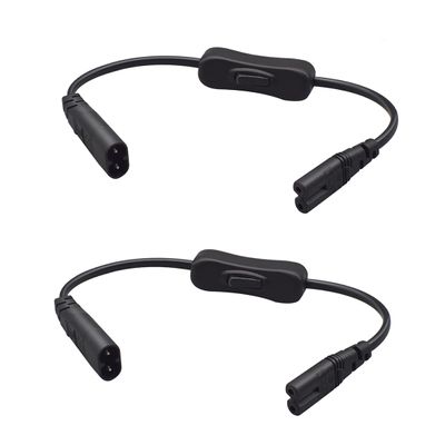 JORINDO 2PCS IEC 320 C8 Male to C7 Female Power Extension Cable 0.3m/1FT with Switch,18/2 SPT-2 Adapter Cord for Computer/Monitor/Home Electronics