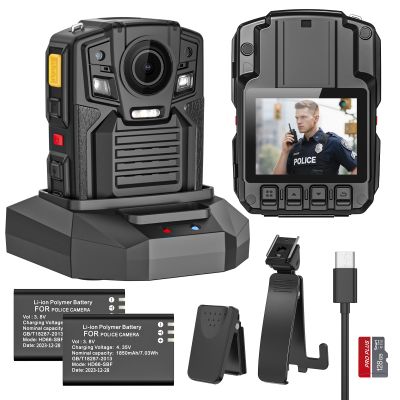 Tarkonn Body Camera with Audio and Video Recording, 4K/2160P Body Cam, 2PCS 1950MAH Batteries, Night Vision, GPS Enabled, 128G Police Body Worn Camera