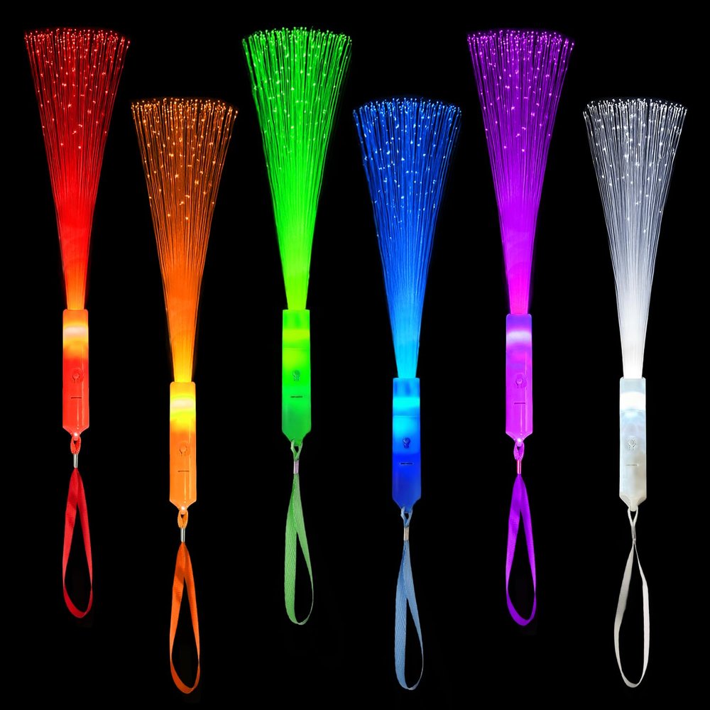 Glow in Dark Fiber Optic Lights Bulk-24 Pack,Light Up Party Favors for Kids