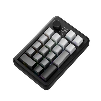 EWEADN NK20 Wireless Retro Mechanical Numpad with Knob, Bluetooth/2.4GHz/USB-C Connect with RGB Backlight Hot Swappable Number Pad, 20-Key Rechargeable External Num Pad for Win, Mac, Black Gray