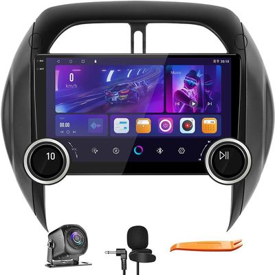 Display Knobs CarPlay/Android Auto Autoradio Android FM Radio Car Navigation Stereo Pad Player GPS 10.1" QLED Touch Screen BT WiFi 2 Din Headunit Tablet for Toyota RAV4 2001-2005(B) Quad Core 2G+64G