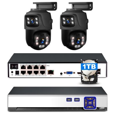 360 Smart Camera, 8 CH Cameras System for Home Security, 2pcs Outdoor Cameras with Dual-Screen Browsing, Human Shape Detection, Two-Way Audio, 1TB Hard Disk, Suitable for Home, Indoor/Outdoor