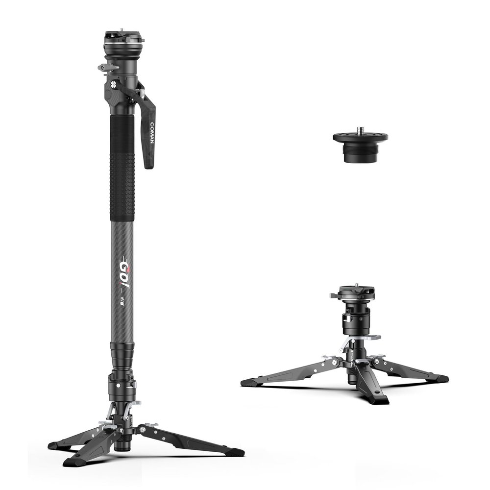 COMAN One-Click Lifting Monopod with Feet, 65 Travel Monopod with 360 Ball Bowl Head, Lightweight Camera Tripod with Arca Quick Release for Canon Nikon, DSLR Cameras, Max Load 22lbs/10kg (M1S)
