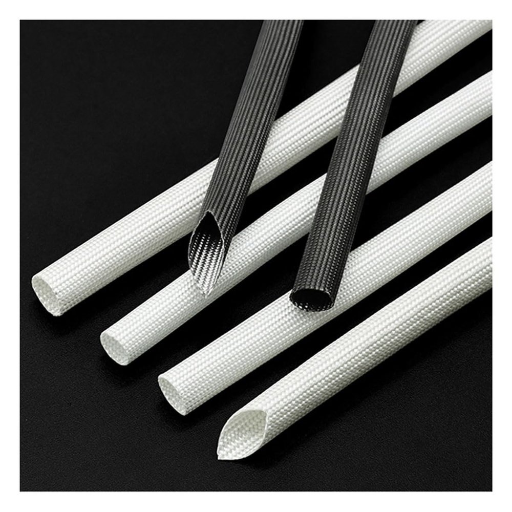 QUYWAZP 1mm-30mm White Braided Fiberglass Sleeve, 1M 600 Deg.C High Temperature Fiberglass Sleeving Heat Shield Sleeve Glass Fiber(Inner Diameter 7mm)