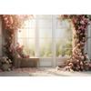 Yeele 10x8ft Dreamy Floral Room Backdrop Romantic Pink Rose Flowers White Window Dawn Elegant Princess Room Background for Wedding Birthday Party Decor Girl Woman Portrait Photo Shoot Prop view 1
