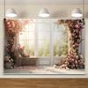 Yeele 10x8ft Dreamy Floral Room Backdrop Romantic Pink Rose Flowers White Window Dawn Elegant Princess Room Background for Wedding Birthday Party Decor Girl Woman Portrait Photo Shoot Prop view 3
