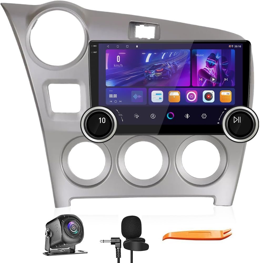 Display Knobs CarPlay/Android Auto Autoradio Android FM Radio Car Navigation Stereo Pad Player GPS 10.1" QLED Touch Screen BT WiFi Headunit Tablet for Toyota Corolla Matrix 2009-2014 Quad Core 2G+64G