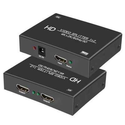 4K@60Hz 1x2 HDMI Splitter 1 in 2 Out RGB 4:4:4, 18 Gbps, 2 Port Powered HDMI 2.0 Splitters for Dual Monitors, Support Duplication/Mirror/Copy Screens (Not Extend) for Xbox/ PS5/HDTV/Laptop/Projector.