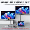 4K@60Hz 1x2 HDMI Splitter 1 in 2 Out RGB 4:4:4, 18 Gbps, 2 Port Powered HDMI 2.0 Splitters for Dual Monitors, Support Duplication/Mirror/Copy Screens (Not Extend) for Xbox/ PS5/HDTV/Laptop/Projector. view 2