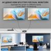 4K@60Hz 1x2 HDMI Splitter 1 in 2 Out RGB 4:4:4, 18 Gbps, 2 Port Powered HDMI 2.0 Splitters for Dual Monitors, Support Duplication/Mirror/Copy Screens (Not Extend) for Xbox/ PS5/HDTV/Laptop/Projector. view 3