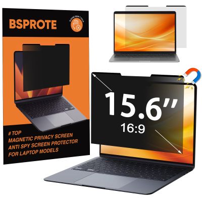 BSPROTE Magnetic Laptop Privacy Screen 15.6 Inch 16:9- Removable Anti-Glare Blue Light Filter, Computer Privacy Screen Shield Compatible with 15.6'' Hp Acer Asus Lenovo Dell Samsung Portable Monitor