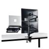 ADBWEKKF OL-10T Height Adjust Desktop Dual 17-32 Inch Monitor Holder+12-17 Inch Laptop Holder Stand Full Motion Triple Mount Arm(Gray) view 4