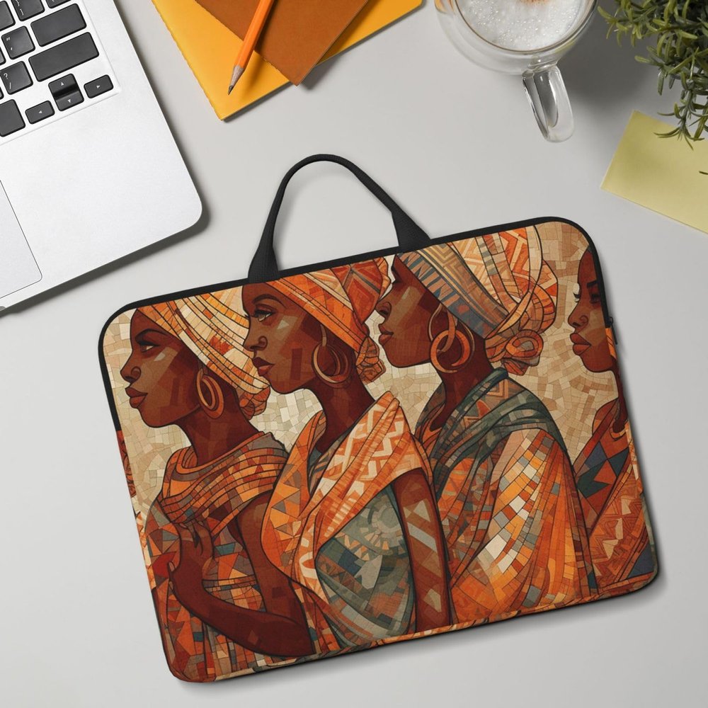 14in Laptop Sleeve Bag, Lightweight Waterproof Laptop Bag Shockproof Soft Carrying Case Africa Ethnic Pottery Tablet Travel Cover with Handle for 13-14 Inch Notebook