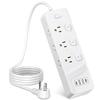 HITRENDS Power Strip with 6 AC Outlets and 4 USB Ports (2 USB-A & 2 USB-C), Dual Control Switches, 6 Ft Flat Plug Extension Cord with Multiple Outlets, Overload Protection, 10A/1250W, White  view 1