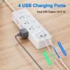 HITRENDS Power Strip with 6 AC Outlets and 4 USB Ports (2 USB-A & 2 USB-C), Dual Control Switches, 6 Ft Flat Plug Extension Cord with Multiple Outlets, Overload Protection, 10A/1250W, White  view 4