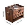 Cord Management Box Double-Layer Wooden Storage Box Cable Storage Box Organizer Desktop Tidy Power Strip Anti Dust Box Wooden Router Storage Box, Top/Front Opening Cable Box view 2