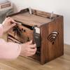 Cord Management Box Double-Layer Wooden Storage Box Cable Storage Box Organizer Desktop Tidy Power Strip Anti Dust Box Wooden Router Storage Box, Top/Front Opening Cable Box view 4