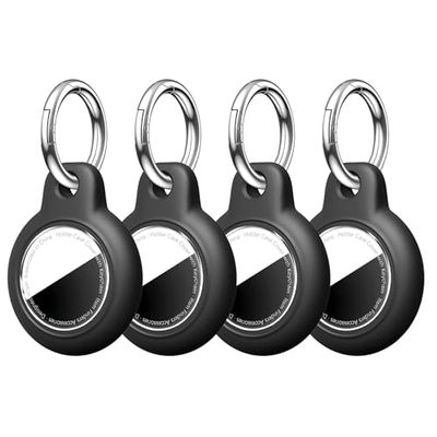 Criyar [4 Pack] Waterproof Case for AirTag (2nd & 1st Gen) with Full Wrap Design, Protective Hard PC Cover for Air Tagholder Keychain, Anti-Scratch Tracker Holder for GPS Finder, Luggage, Keys, Black