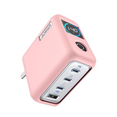 Case for Anker Laptop Charger (140W MAX USB C Charger, 4-Port),Soft Skin Silicone Case Cover,Full Protective Case for -Pink