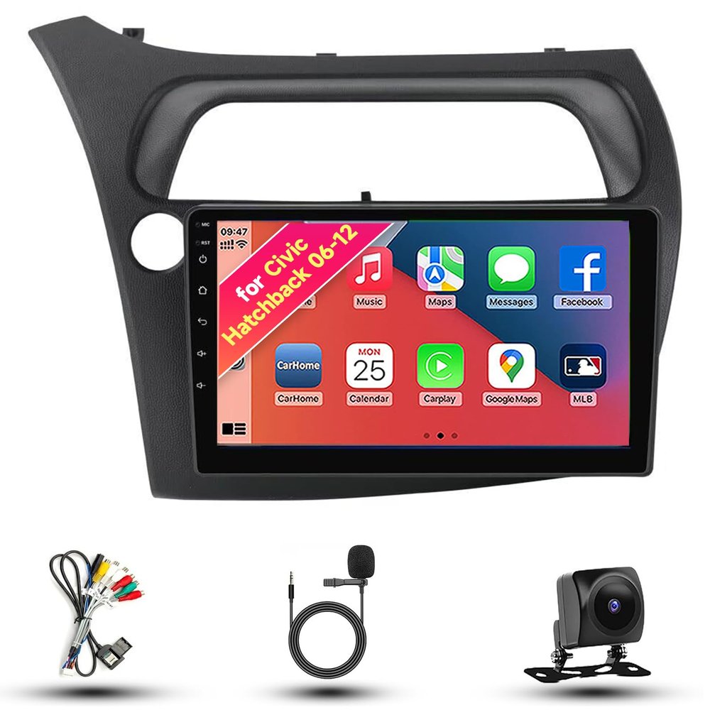 8CORE 4+32GB Radio for Honda Civic Hatchback 2006-2012 Android 13 9" IPS Touch Screen, Car Stereo with CarPlay & Android Auto, GPS Navigation DSP SWC 5G WiFi Camera