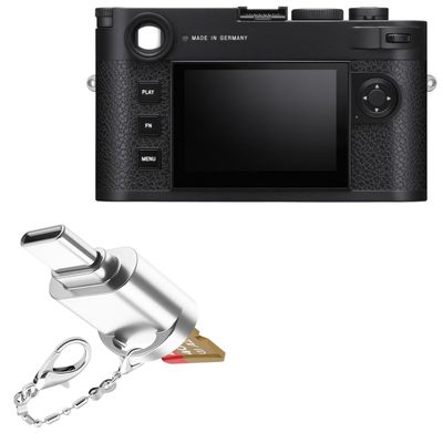 BoxWave Adapter Compatible with Leica M11-P - Micro SD Card miniReader, USB Type-C OTG Reader USB3.0 Adapter Keychain - Metallic Silver