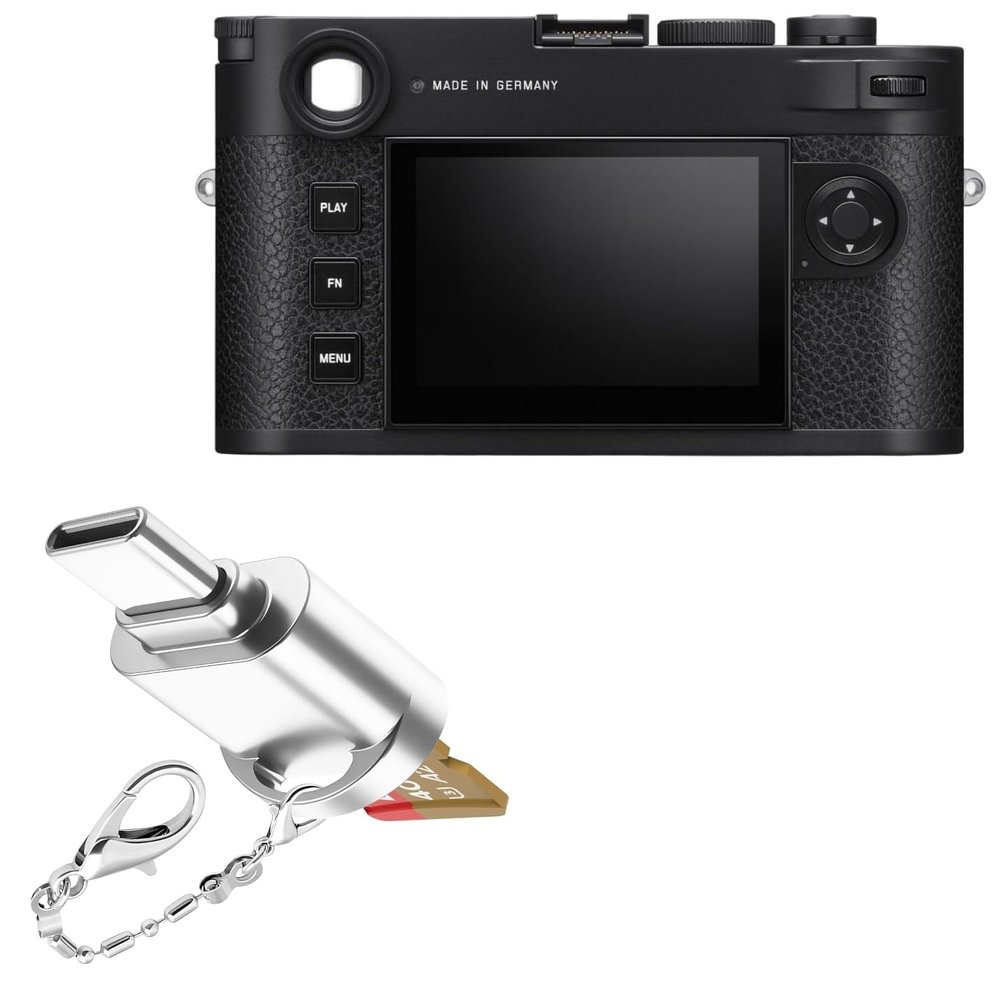 BoxWave Adapter Compatible with Leica M11-P - Micro SD Card miniReader, USB Type-C OTG Reader USB3.0 Adapter Keychain - Metallic Silver