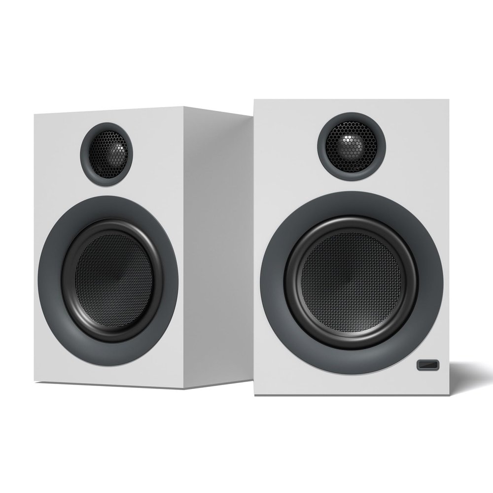 HOTMAY BS1 Bluetooth Bookshelf Speakers, 75W Powered Active Speaker with 4 Inch Woofer, HiFi Speaker with aptX Bluetooth USB for Home, Studio, Gaming, Set of 2, Matte White