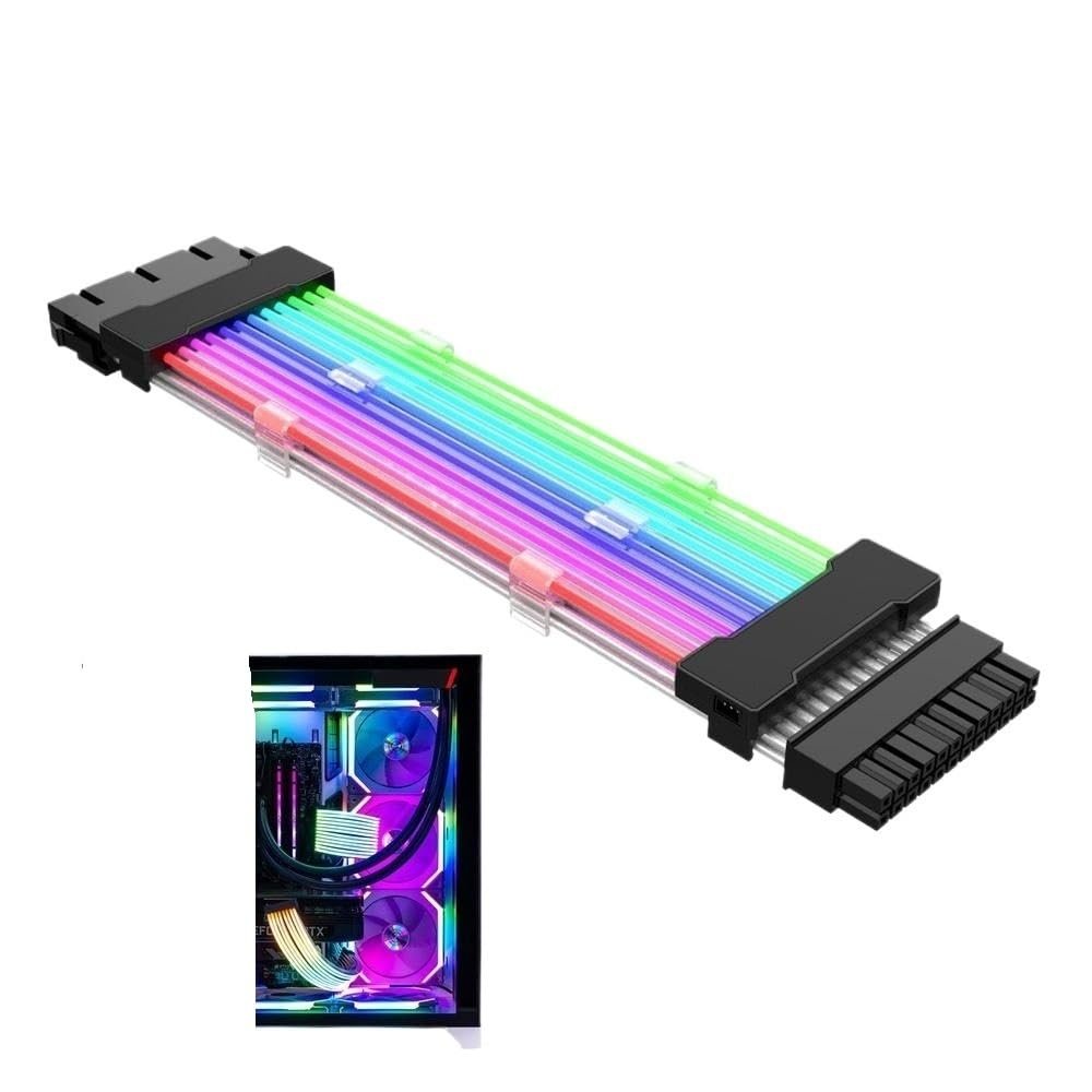 VCALDGFZ RGB Extension Cable Fan ARGBPower Extension Cable kit for Motherboard ATX 24-pin PCI-E GPU(Motherboard 24P)