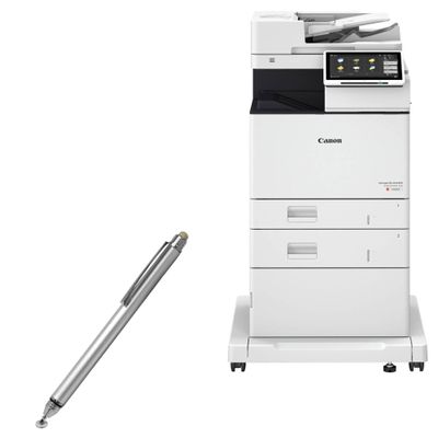 BoxWave Stylus Pen Compatible with Canon imageRUNNER Advance DX C478iFZ - DualTip Capacitive Stylus, Fiber Tip Disc Tip Capacitive Stylus Pen - Metallic Silver