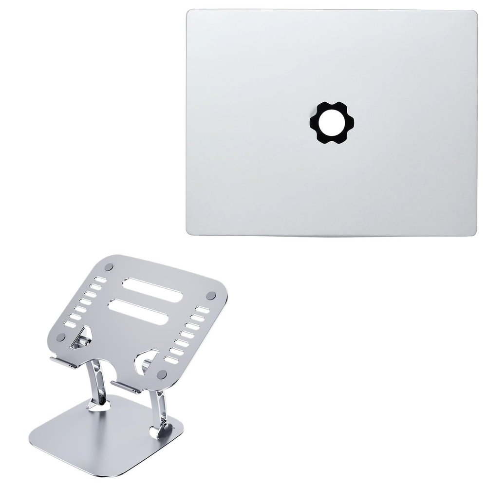 BoxWave Stand and Mount Compatible with Framework Laptop 13 - Executive VersaView Laptop Stand, Ergonomic Adjustable Viewing Angle Metallic Riser - Metallic Silver