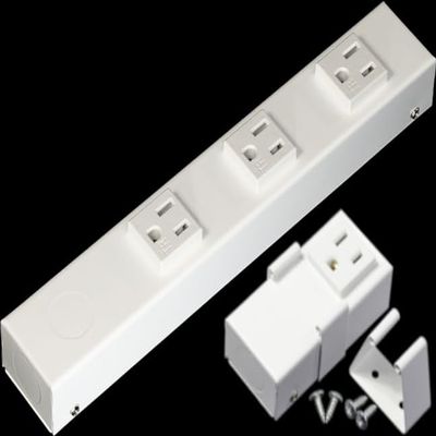 10" Hardwired Power Strip (NO Power Cord), 3 Vertical Tamper Resistant Outlets, NO Ears (Without mounting tabs), 15A (NOT a 20 Amp Unit), White