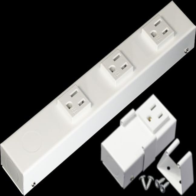 10" Hardwired Power Strip (NO Power Cord), 3 Vertical Tamper Resistant Outlets, NO Ears (Without mounting tabs), 15A (NOT a 20 Amp Unit), White