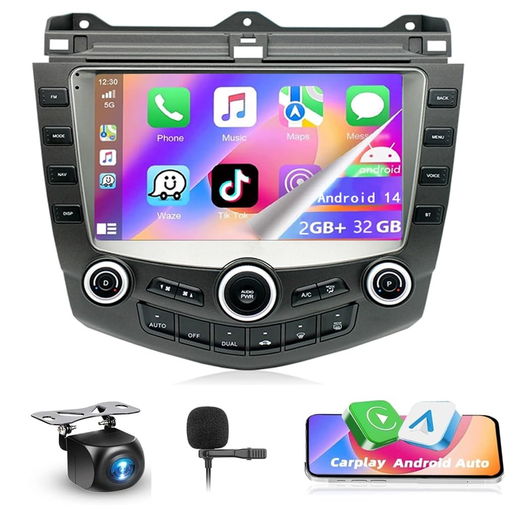 Car Radio Stereo for Honda Accord 2003 2004 2005 2006 2007 Android 14 9 inch HD Touch Screen Mirror Link GPS Navi Head Unit w/WiFi Bluetooth USB FM Car Audio Steering Wheel Controls, 2+32G