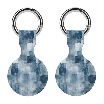 Compatible with Air Tag Keychain Holder,Indigo and Matt Grayprinted Silicone for AirTags Cases for Apple for AirTag GPS Item Finders Accessories 2Pack