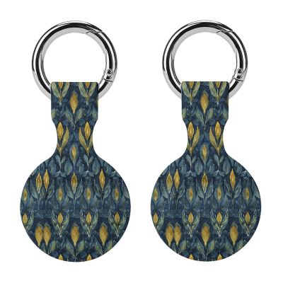 Compatible with Air Tag Keychain Holder,Small Leaf Patternprinted Silicone for AirTags Cases for Apple for AirTag GPS Item Finders Accessories 2Pack